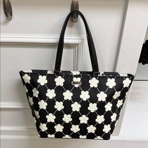 Kate Spade Grant Street Black White Jules Floral Zip Top Tote